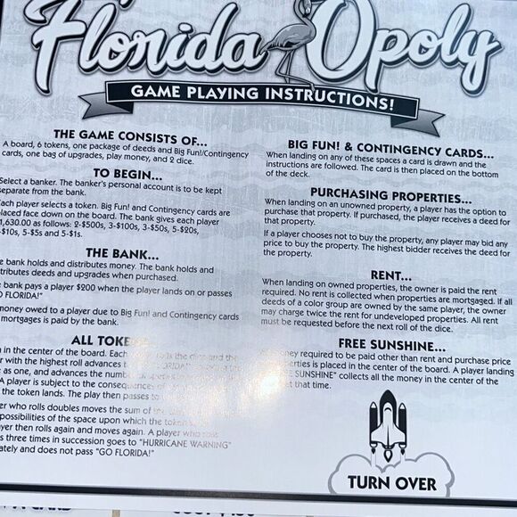 Florida Opoly Board Game Floridaopoly Monopoly Style Game Made In USA Late For T - Picture 11 of 11